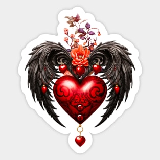 Wonderful heart with black wings Sticker